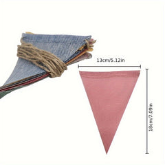 12pcs 4m Colorful Jute Linen Flags Pennant Birthday Bunting Banners