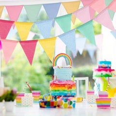 12pcs 4m Colorful Jute Linen Flags Pennant Birthday Bunting Banners