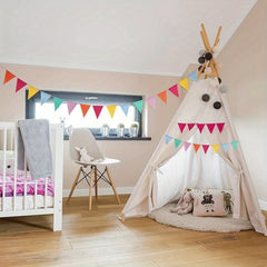 12pcs 4m Colorful Jute Linen Flags Pennant Birthday Bunting Banners