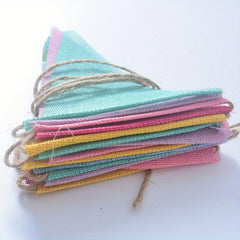 12pcs 4m Colorful Jute Linen Flags Pennant Birthday Bunting Banners