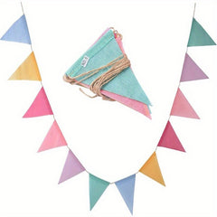 12pcs 4m Colorful Jute Linen Flags Pennant Birthday Bunting Banners