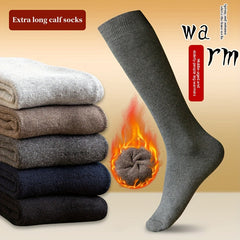 5 Pairs Men's Solid Thermal Mid calf Socks Winter Soft Comfy Unisex Breathable