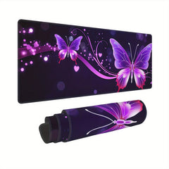 Purple Butterfly Large Mouse Pad XL Keyboard Mat Non Slip Rubber Base