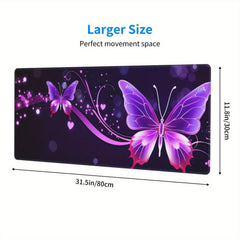 Purple Butterfly Large Mouse Pad XL Keyboard Mat Non Slip Rubber Base