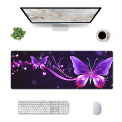 Purple Butterfly Large Mouse Pad XL Keyboard Mat Non Slip Rubber Base