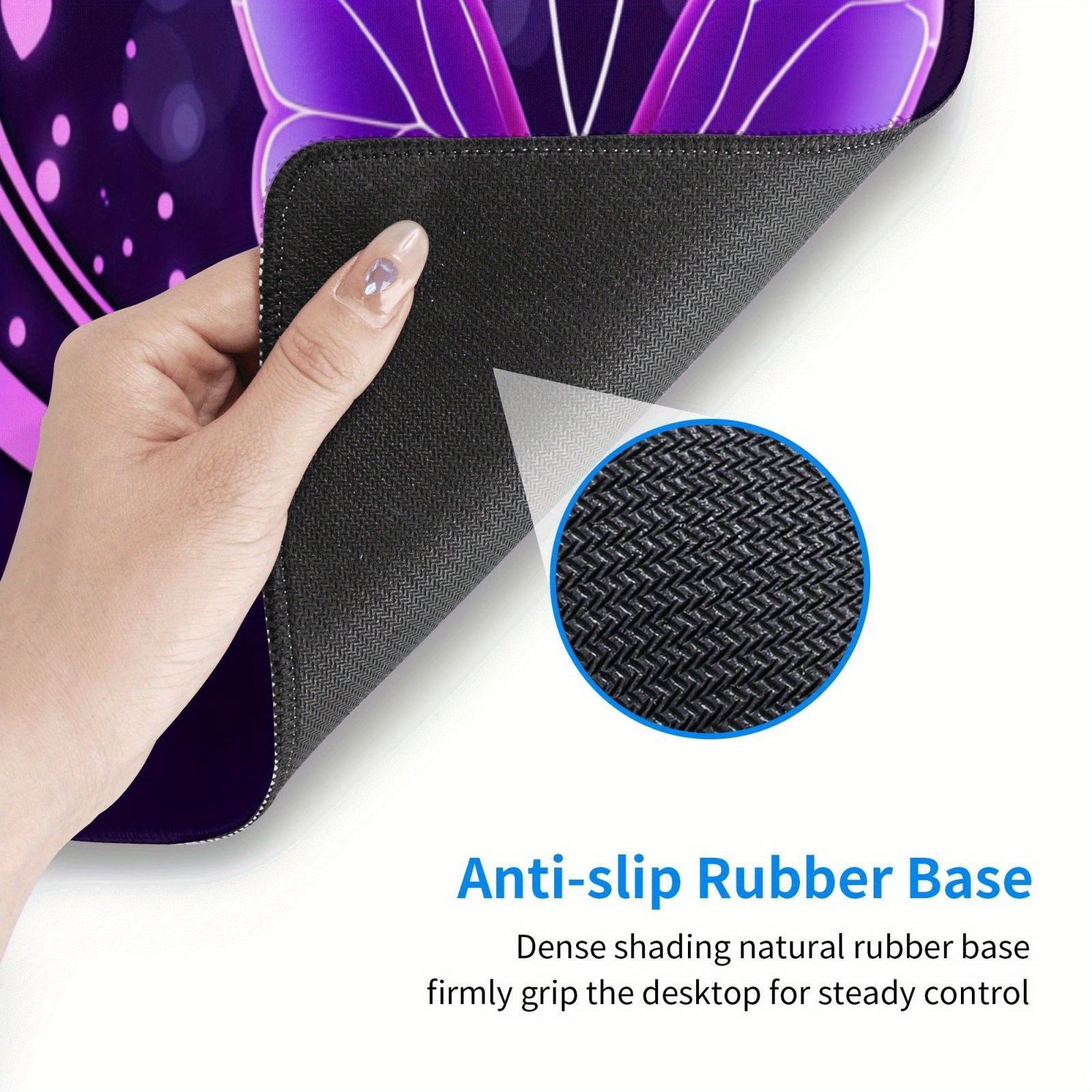 Purple Butterfly Large Mouse Pad XL Keyboard Mat Non Slip Rubber Base