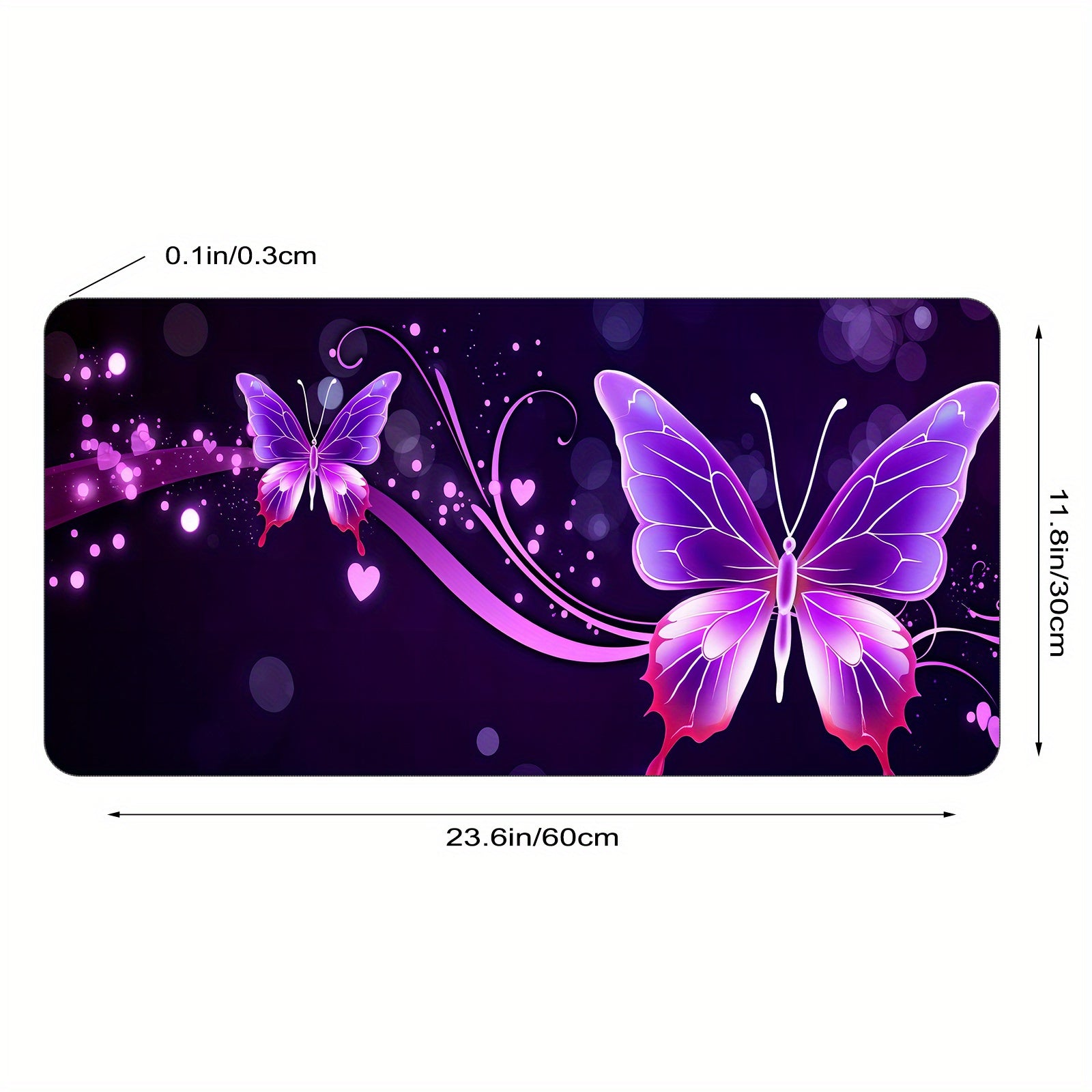 Purple Butterfly Large Mouse Pad XL Keyboard Mat Non Slip Rubber Base