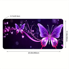 Purple Butterfly Large Mouse Pad XL Keyboard Mat Non Slip Rubber Base