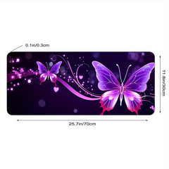 Purple Butterfly Large Mouse Pad XL Keyboard Mat Non Slip Rubber Base
