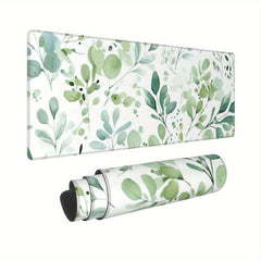 Eucalyptus Watercolor Leaves Desk Pad Protector Mouse Pad Mat Non Slip Rubber