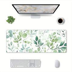 Eucalyptus Watercolor Leaves Desk Pad Protector Mouse Pad Mat Non Slip Rubber