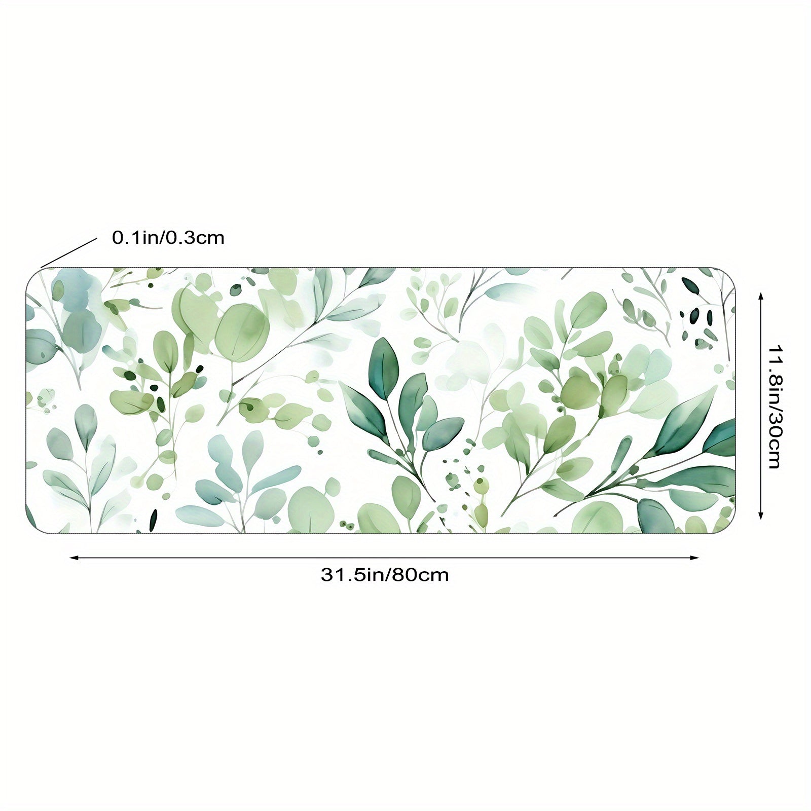 Eucalyptus Watercolor Leaves Desk Pad Protector Mouse Pad Mat Non Slip Rubber