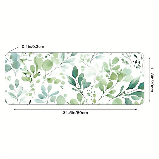 Eucalyptus Watercolor Leaves Desk Pad Protector Mouse Pad Mat Non Slip Rubber