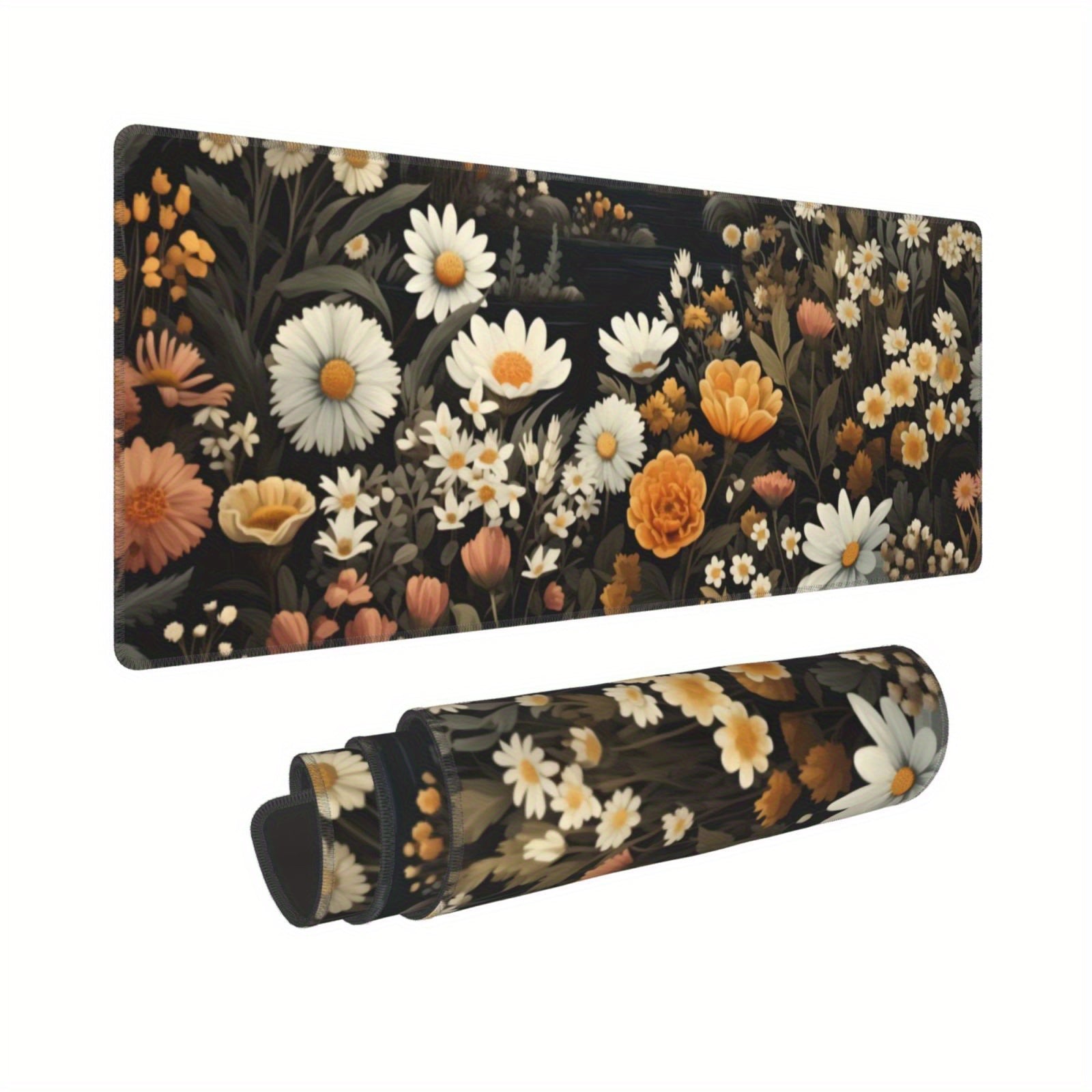 Floral Garden Desk Pad Protector Mouse Pad Mat Non Slip Rubber Desk Mat
