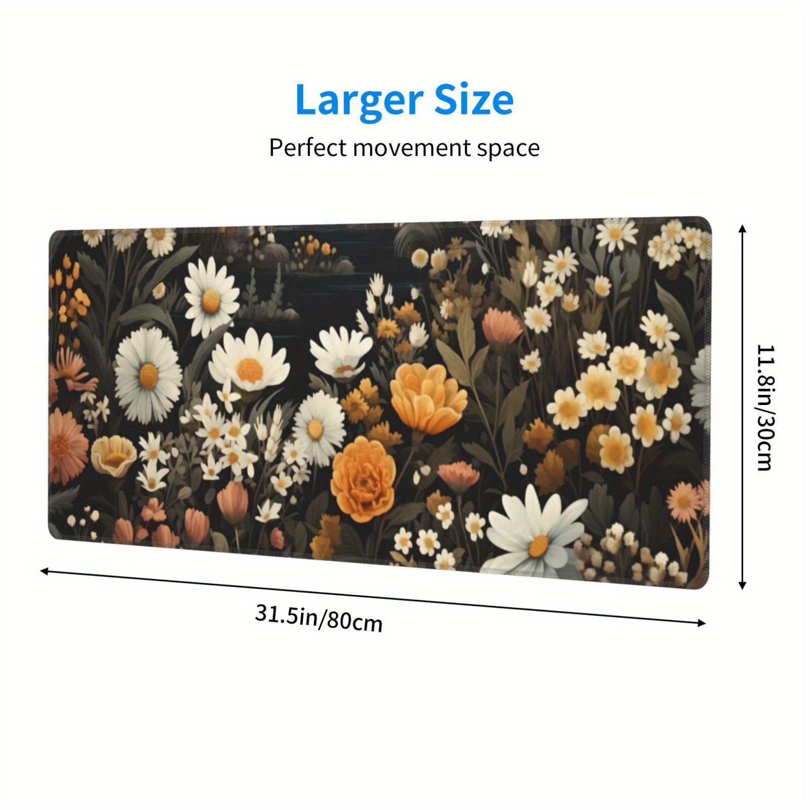 Floral Garden Desk Pad Protector Mouse Pad Mat Non Slip Rubber Desk Mat