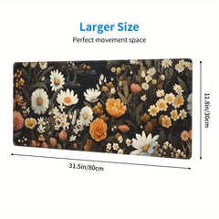 Floral Garden Desk Pad Protector Mouse Pad Mat Non Slip Rubber Desk Mat