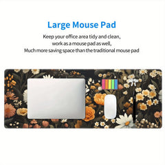 Floral Garden Desk Pad Protector Mouse Pad Mat Non Slip Rubber Desk Mat