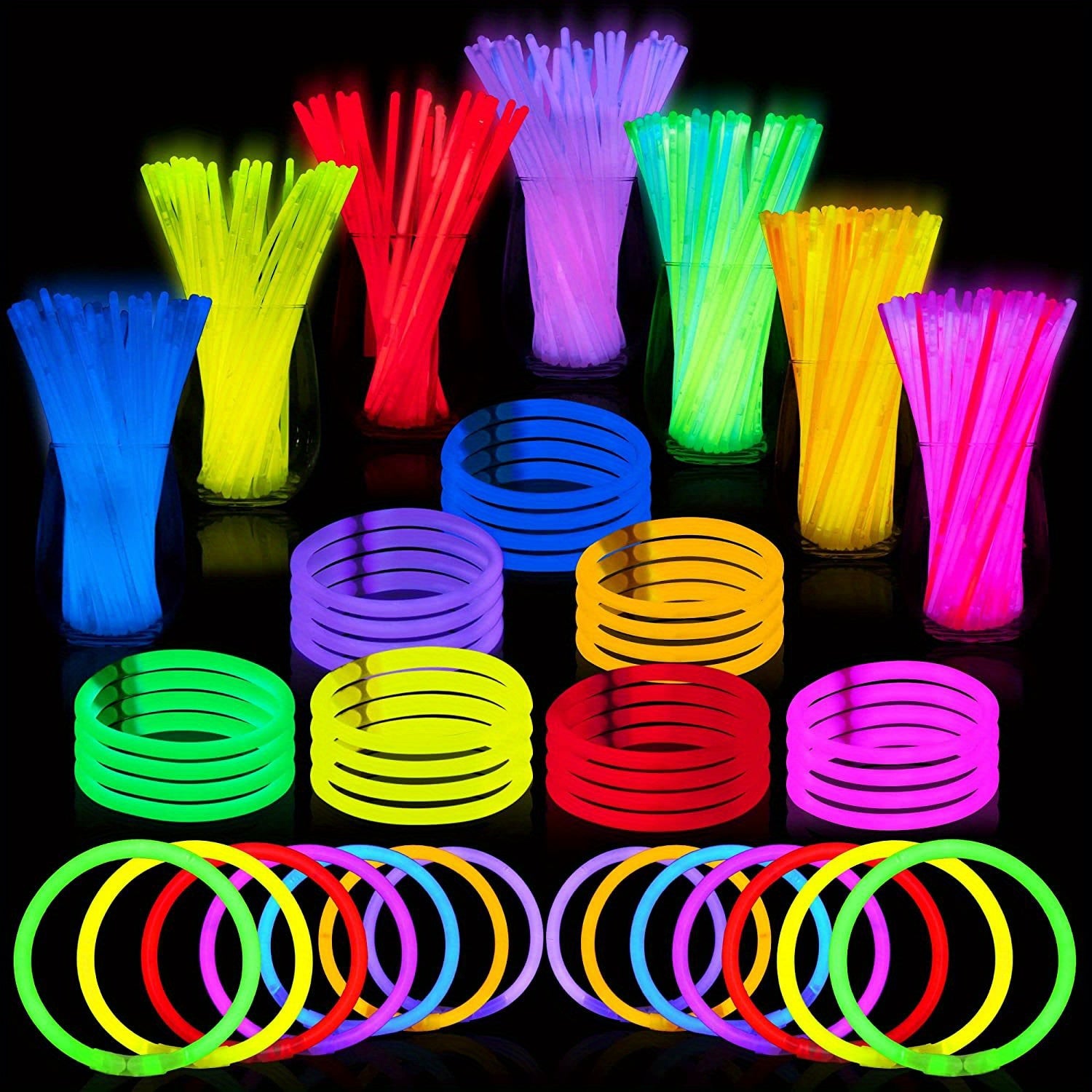 100 Glow in Dark Sticks Neon Party Supplies for Halloween & Christmas