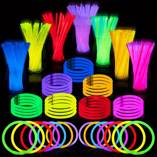 100 Glow in Dark Sticks Neon Party Supplies for Halloween & Christmas