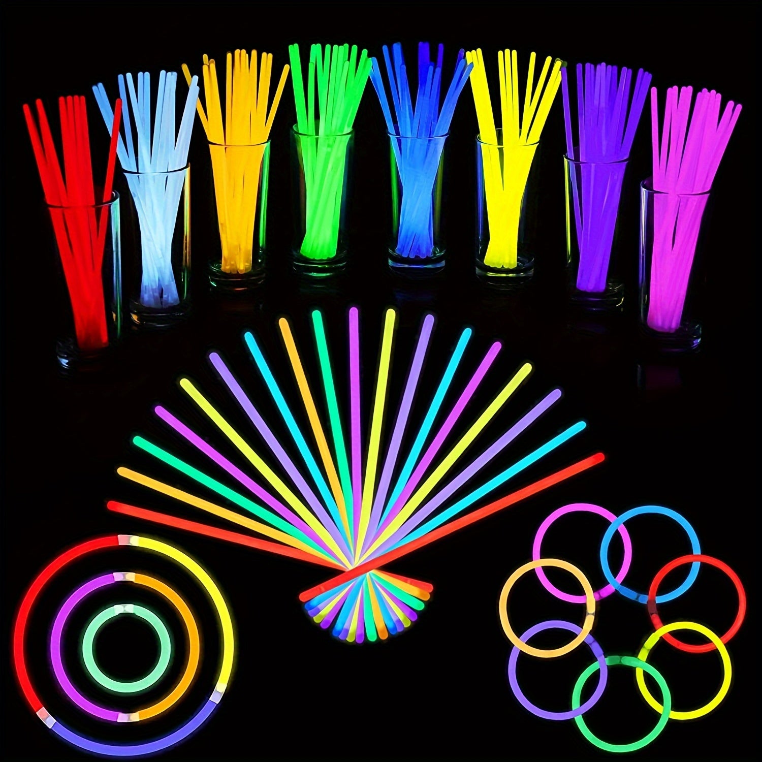 100 Glow in Dark Sticks Neon Party Supplies for Halloween & Christmas