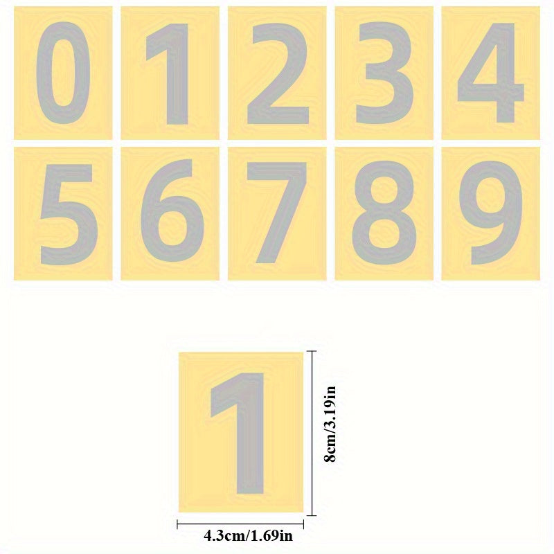 10pcs Reflective Digital Number Sticker