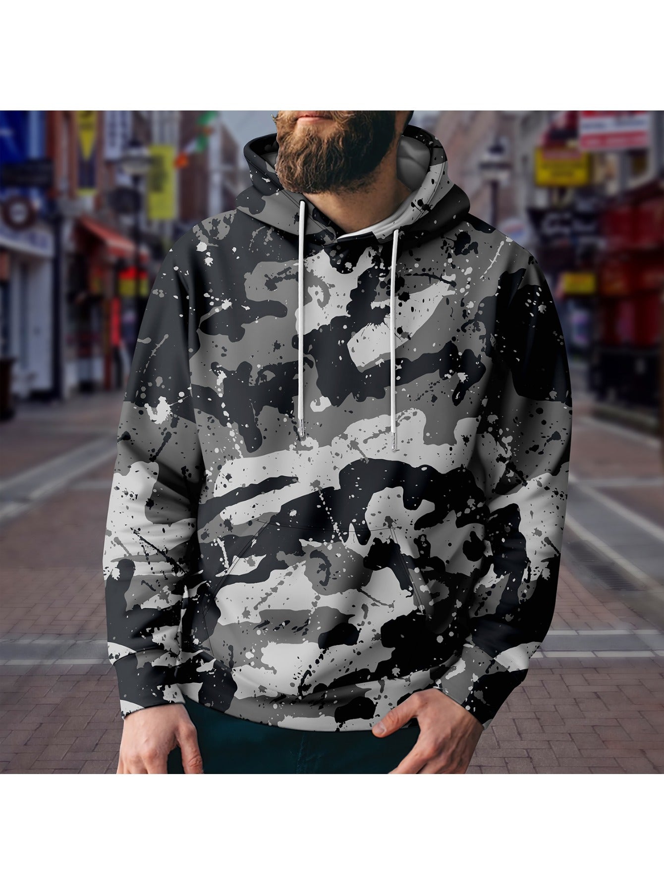 Men's Casual Pullover Hoodie with Kangaroo Pocket