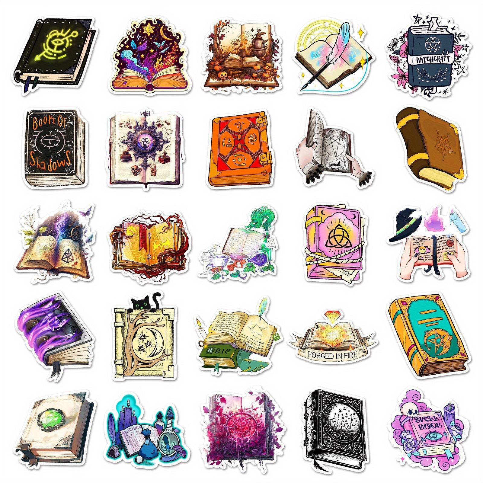 50pcs Witch Magic Book Cartoon Waterproof Stickers DIY Motorcycle Laptop Hel