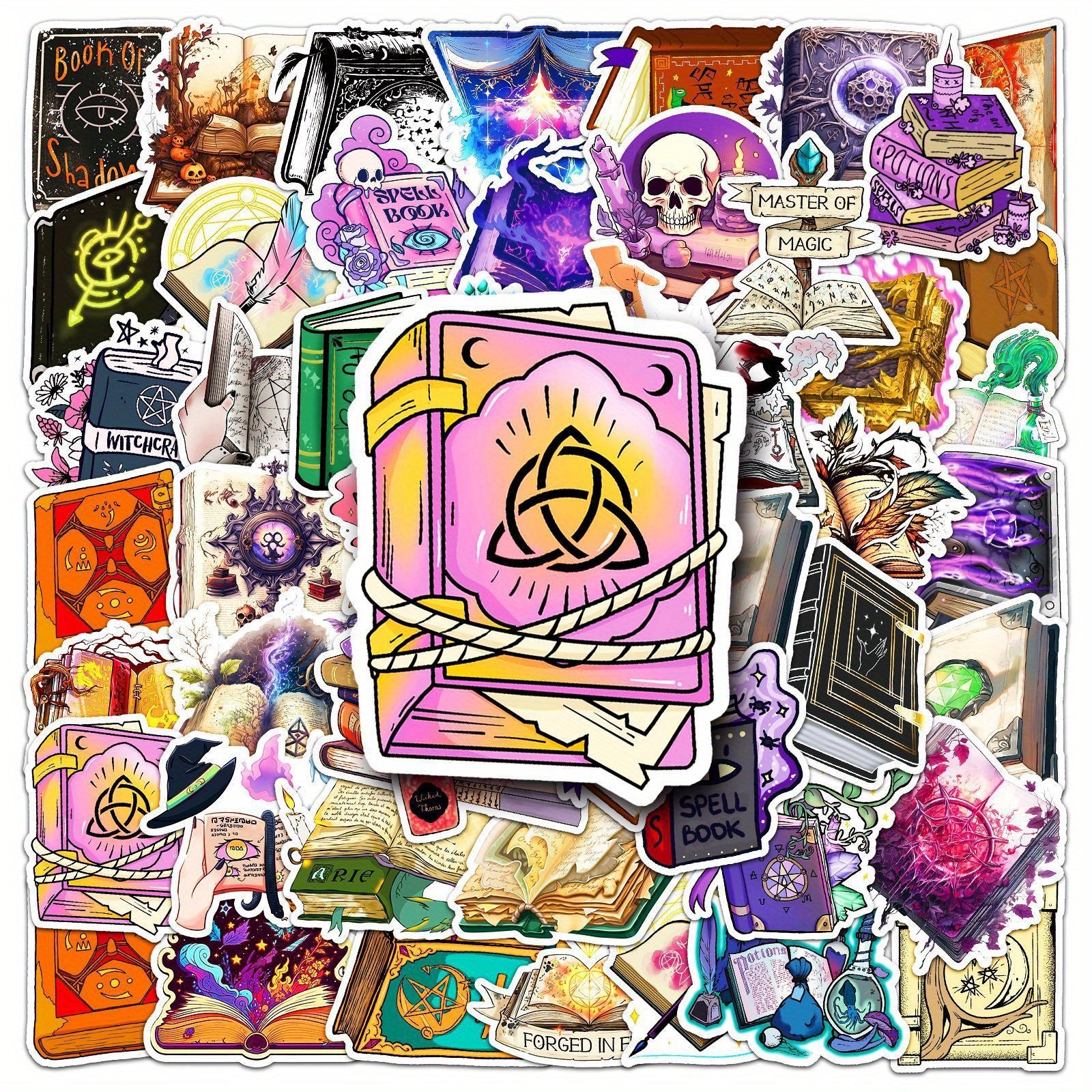 50pcs Witch Magic Book Cartoon Waterproof Stickers DIY Motorcycle Laptop Hel