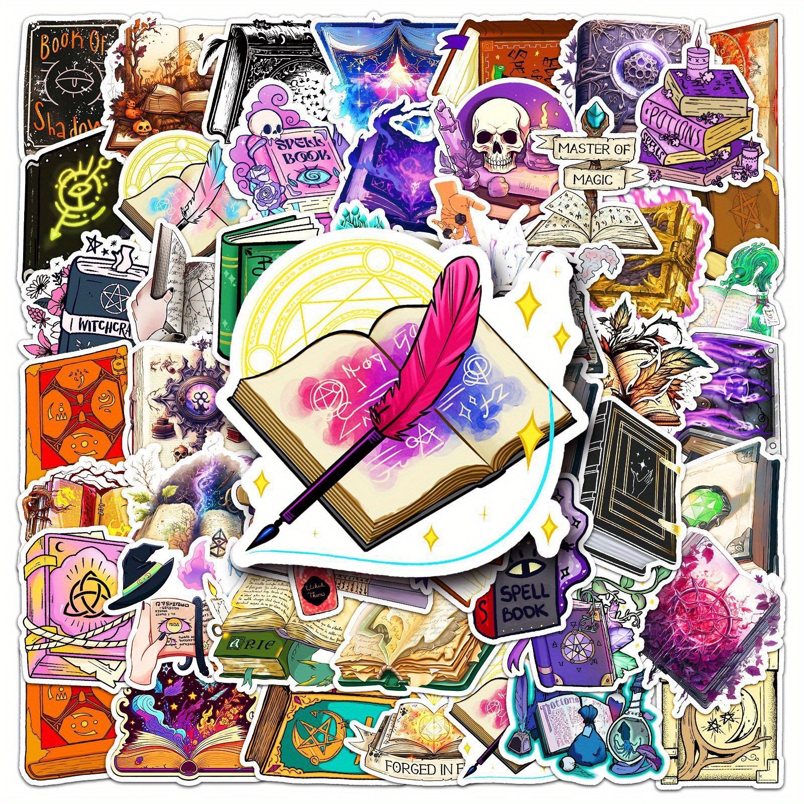 50pcs Witch Magic Book Cartoon Waterproof Stickers DIY Motorcycle Laptop Hel