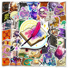 50pcs Witch Magic Book Cartoon Waterproof Stickers DIY Motorcycle Laptop Hel