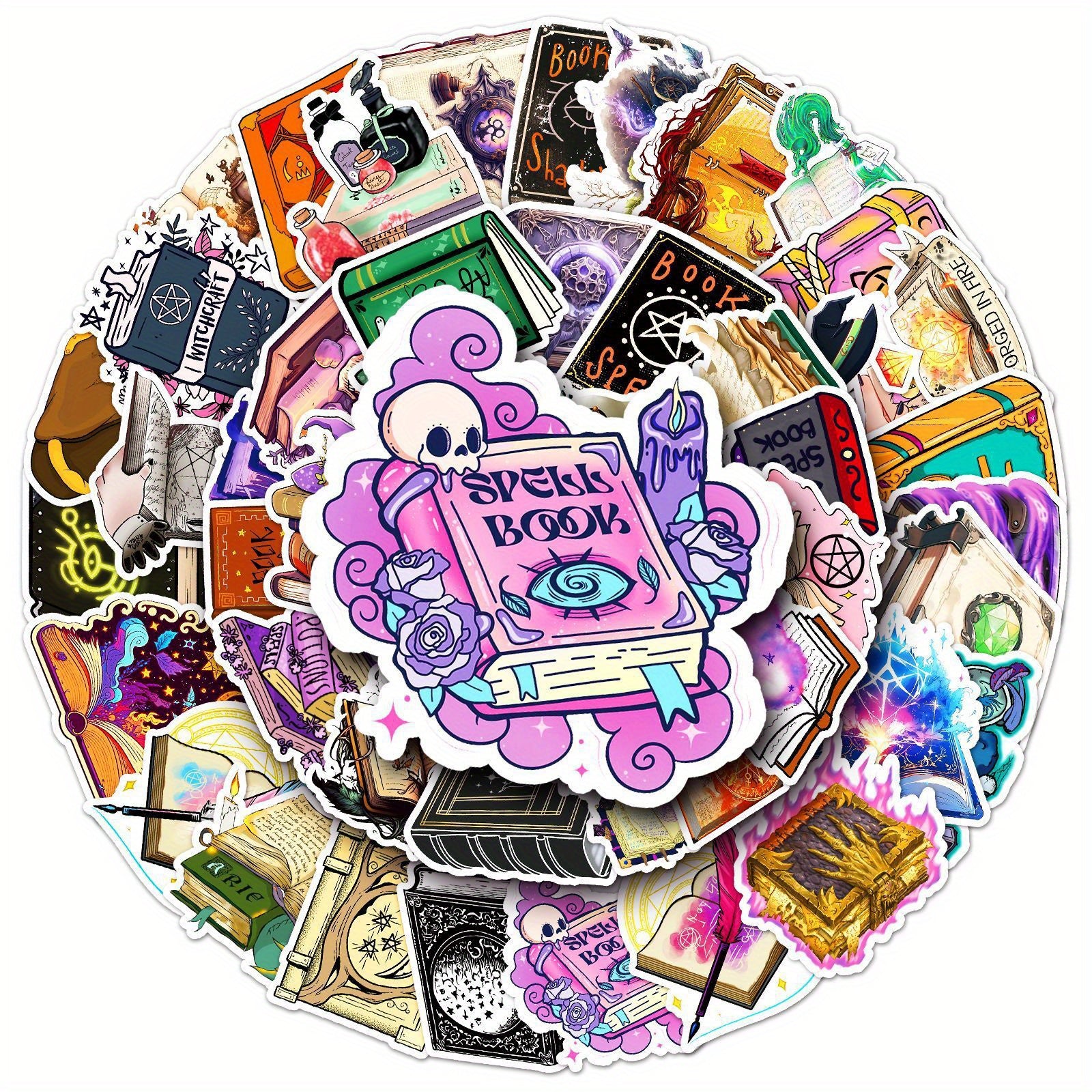 50pcs Witch Magic Book Cartoon Waterproof Stickers DIY Motorcycle Laptop Hel
