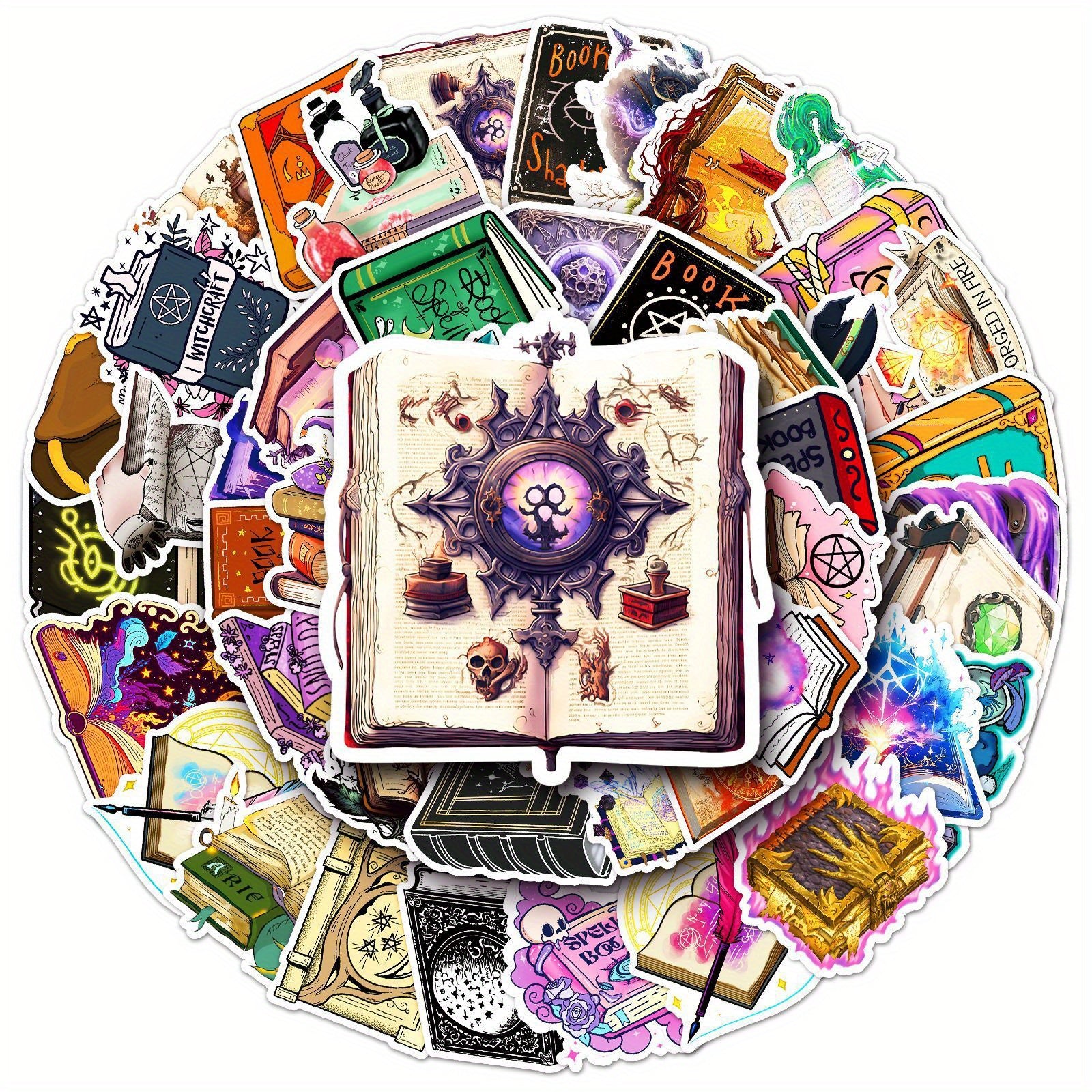 50pcs Witch Magic Book Cartoon Waterproof Stickers DIY Motorcycle Laptop Hel