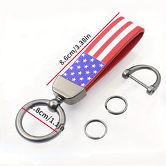 American Flag Car Keychain PU Leather Keyring Pendant