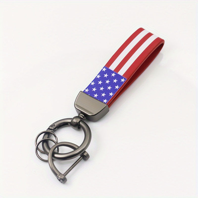 American Flag Car Keychain PU Leather Keyring Pendant