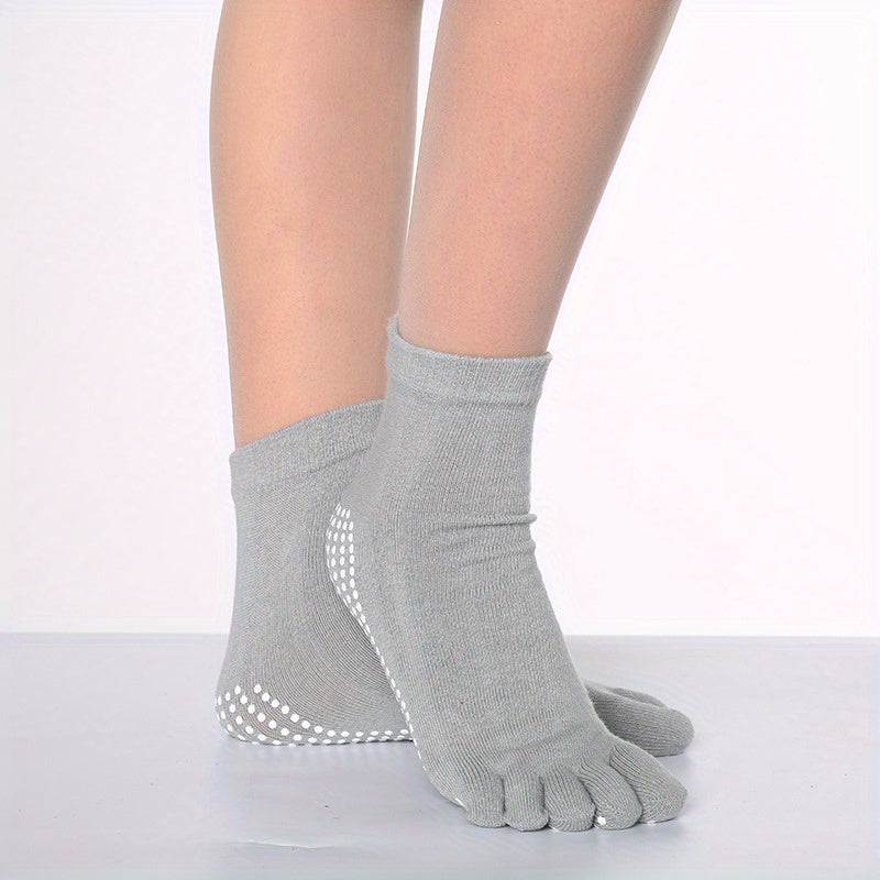 Rainbow Non-slip Yoga Socks Cozy Five Toe Split Knitted Socks