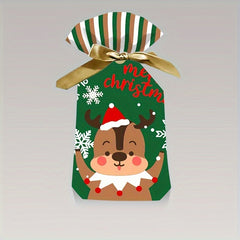50pcs Christmas Gift Bags With Ribbon Drawstring for Candy Fruit