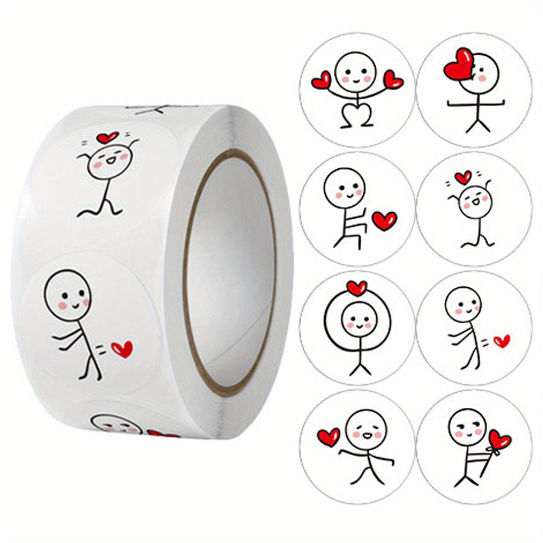500pcs Hand Heart Round DIY Doodle Stickers Scrapbook Envelope Card Decor
