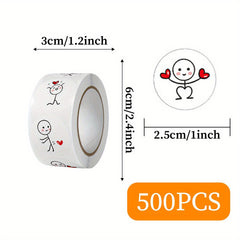 500pcs Hand Heart Round DIY Doodle Stickers Scrapbook Envelope Card Decor