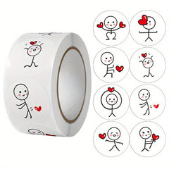 500pcs Hand Heart Round DIY Doodle Stickers Scrapbook Envelope Card Decor