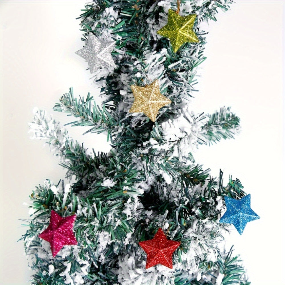 6pcs Christmas Star Hanging Decorations Colorful Christmas Tree Pendants