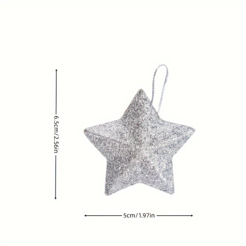 6pcs Christmas Star Hanging Decorations Colorful Christmas Tree Pendants