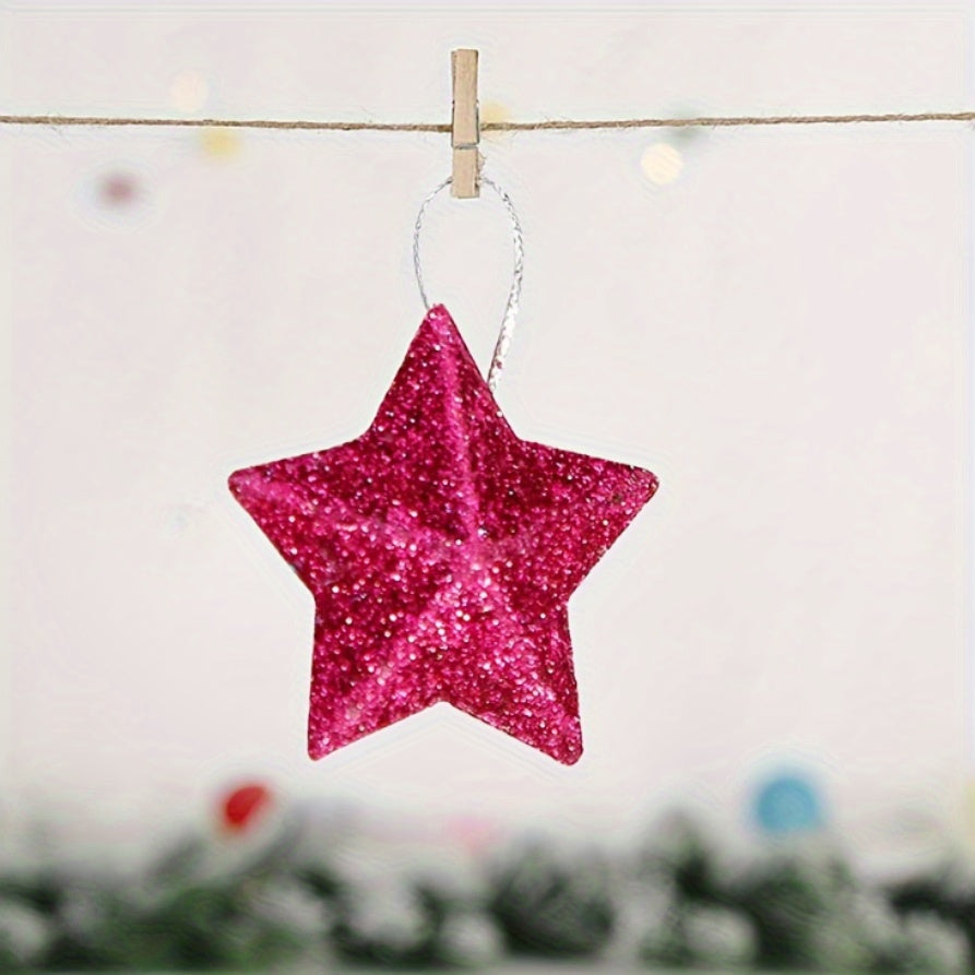 6pcs Christmas Star Hanging Decorations Colorful Christmas Tree Pendants