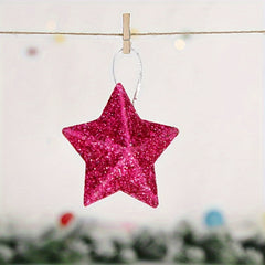 6pcs Christmas Star Hanging Decorations Colorful Christmas Tree Pendants
