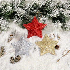 6pcs Christmas Star Hanging Decorations Colorful Christmas Tree Pendants