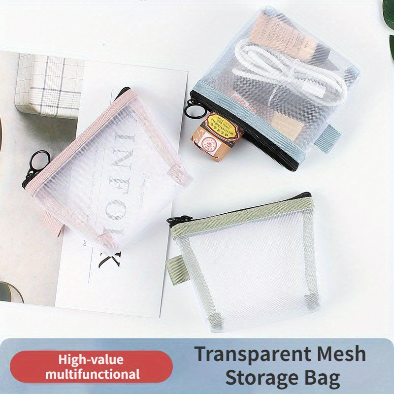 3pcs Outdoor Travel Mesh Bag Makeup Tools Storage Washing Bath Bag