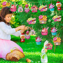 24pcs Wooden Lollipop Christmas Tree Hanging Decoration with Rope