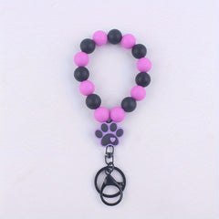 Cartoon Silicone Dog Paw Pendant Keyring Beaded Keychain