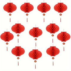 10pcs Red Paper Lights Hanging Lanterns Holiday Decorations