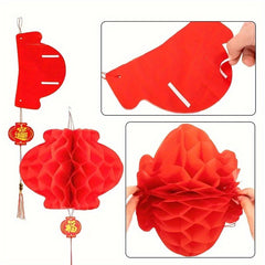 10pcs Red Paper Lights Hanging Lanterns Holiday Decorations