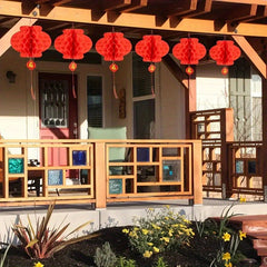 10pcs Red Paper Lights Hanging Lanterns Holiday Decorations